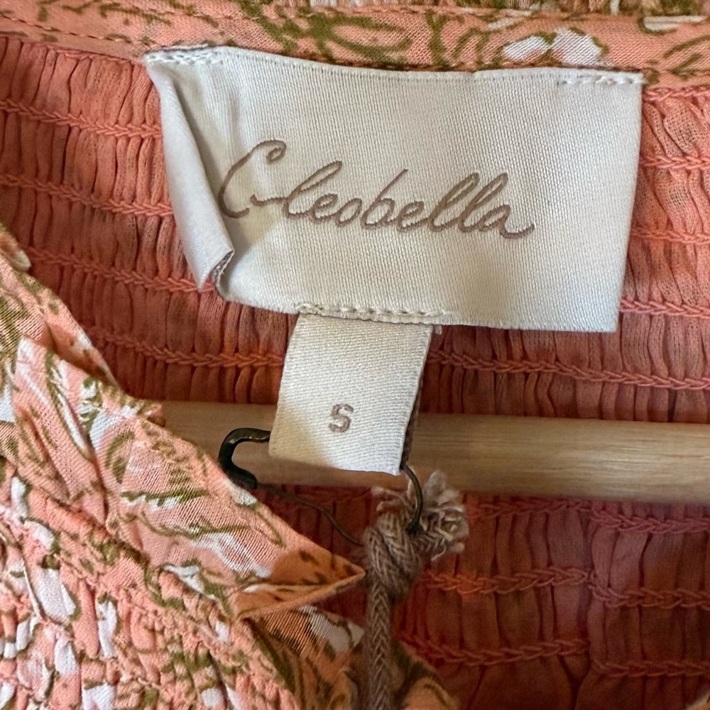 NWT CLEOBELLA Indira Ruffle Tiered Cotton Dress Blush Pink Small - Picture 6 of 9